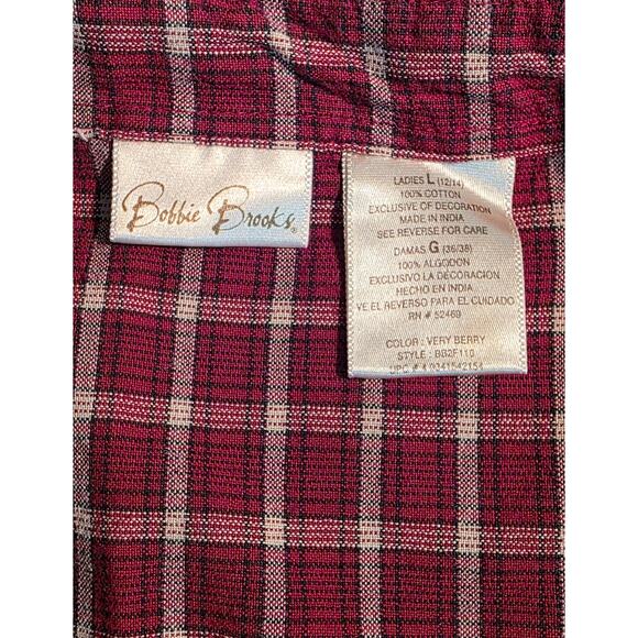 Bobbie Brooks Fall Florals Button Down Plaid Embroidered Holiday Cottagecore L - Picture 4 of 5